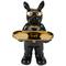 11.75" Black Ceramic Bulldog Sculpture with Golden Platter Décor